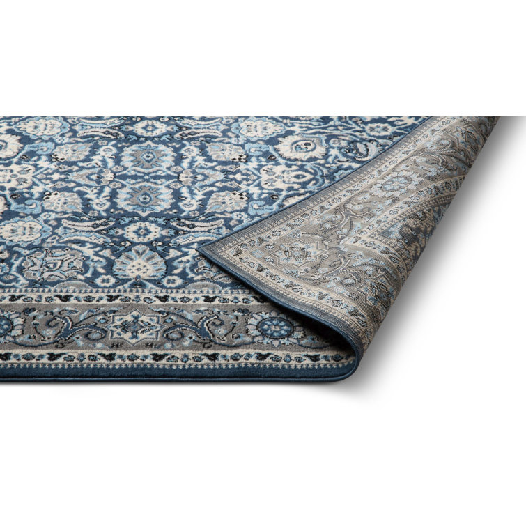 Reversible Traditional Persian Blue Rectangular Accent Rug