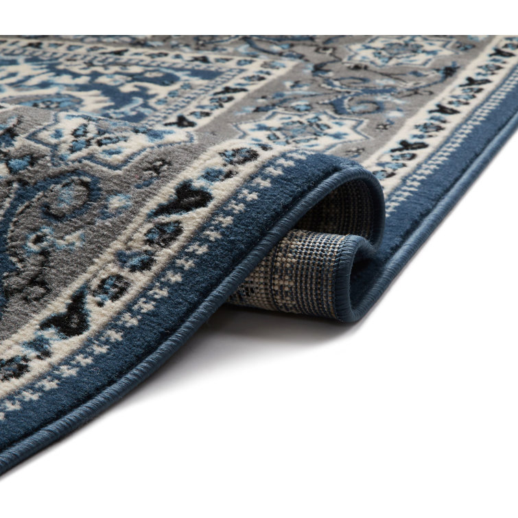 Reversible Traditional Persian Blue Rectangular Accent Rug