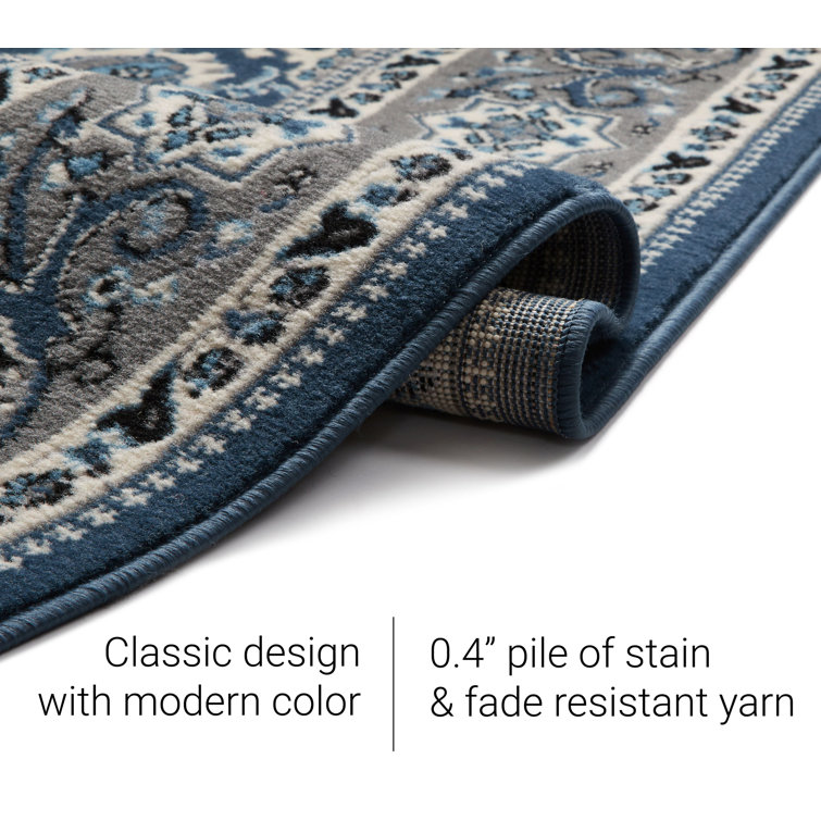 Reversible Traditional Persian Blue Rectangular Accent Rug