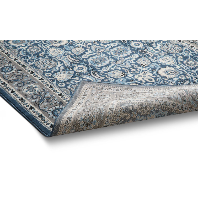 Reversible Traditional Persian Blue Rectangular Accent Rug