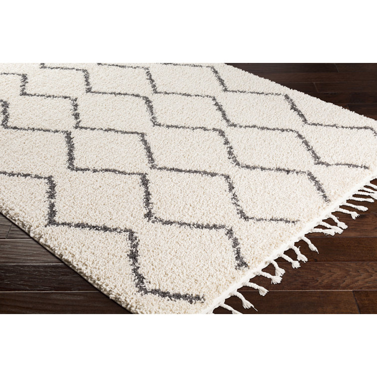 Charcoal and Light Beige Braided Rectangular Synthetic Rug