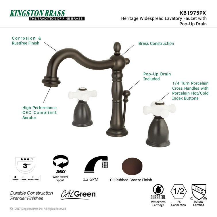Heritage 8-Inch Oil Rubbed Bronze Widespread Bathroom Faucet