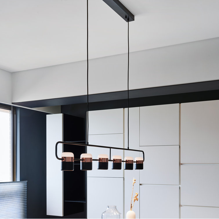 Ling 6-Light Black/Copper LED Linear Pendant