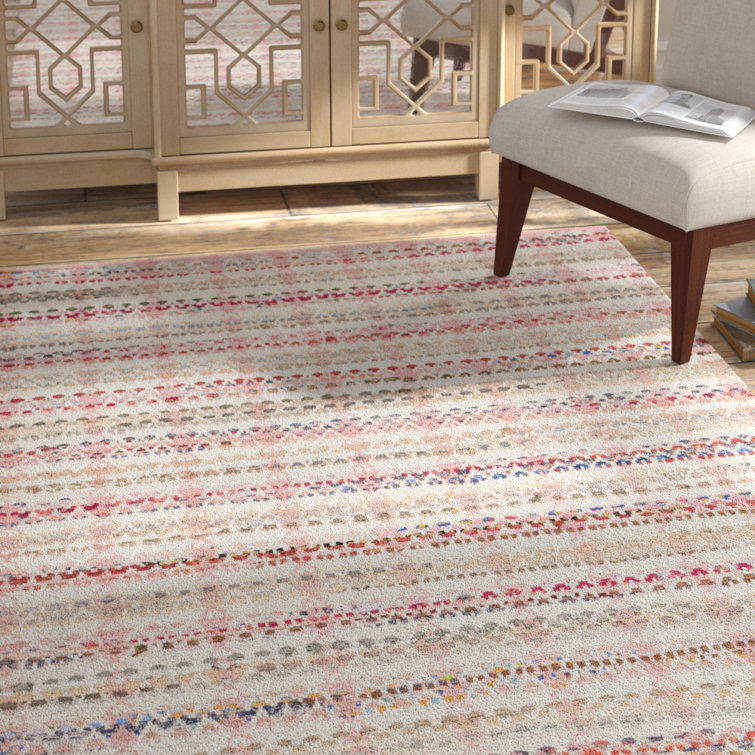 Montauk Pink Multicolor Handwoven Cotton Wool Rug