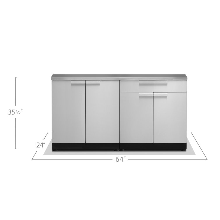 Stainless Steel 64" Outdoor Base Cabinet Set with Double Doors