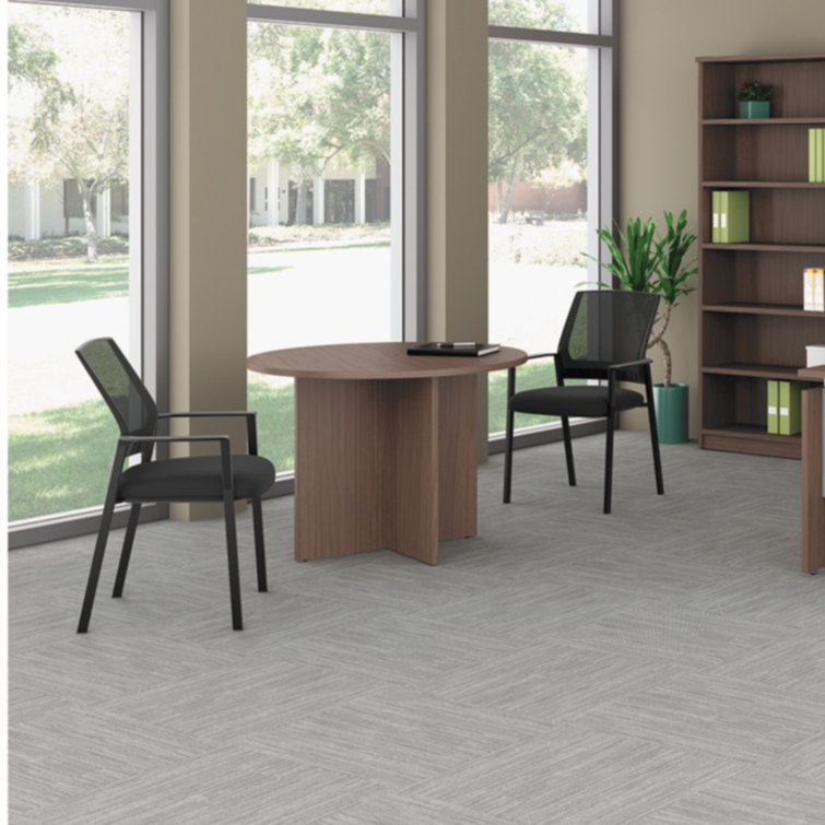 Walnut Round Wood Conference Table with X-Base