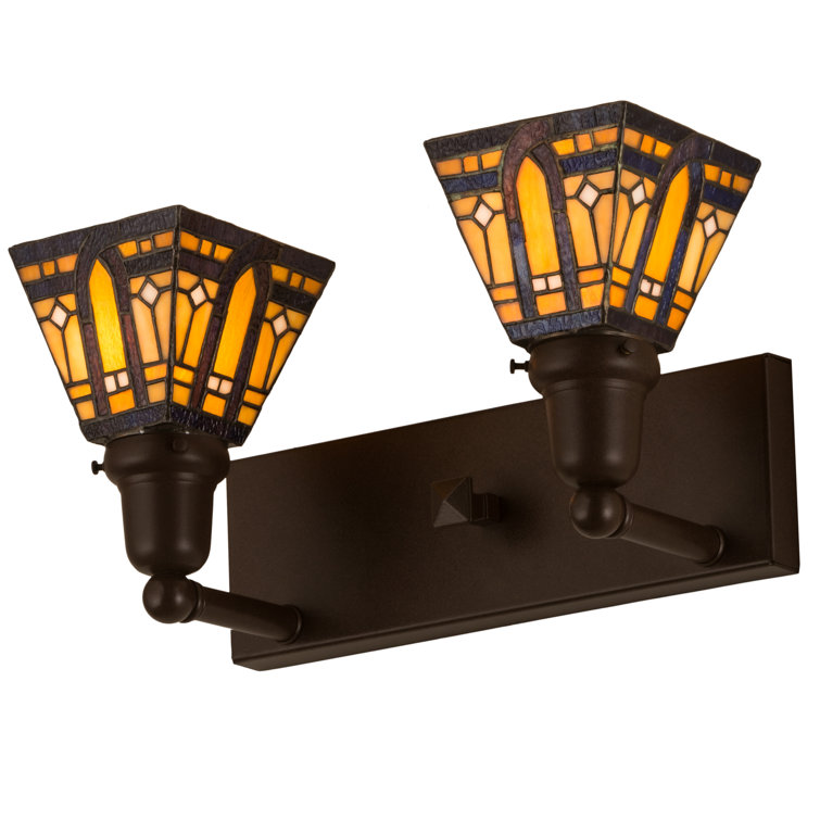 Cafe Noir Bronze 2-Light Glass Sconce with Sunflower Lens