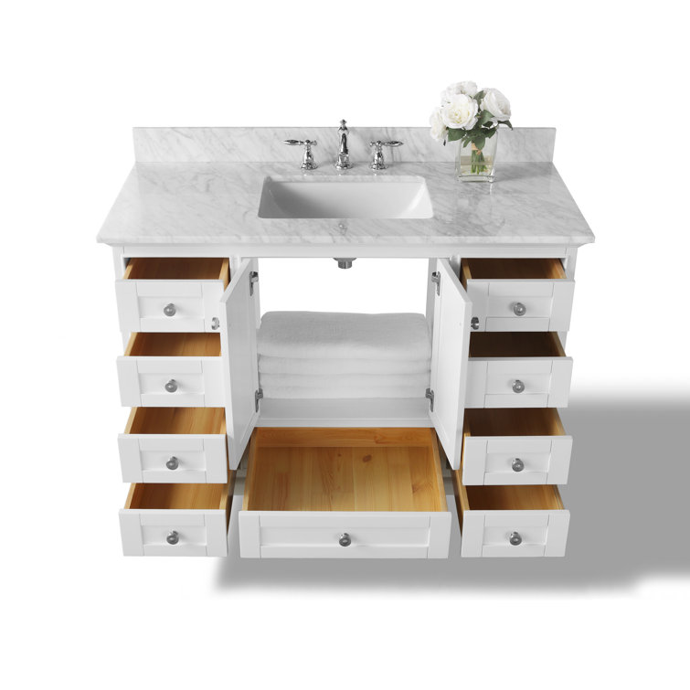 Audrey 48'' White Marble Top Single Sink Vanity
