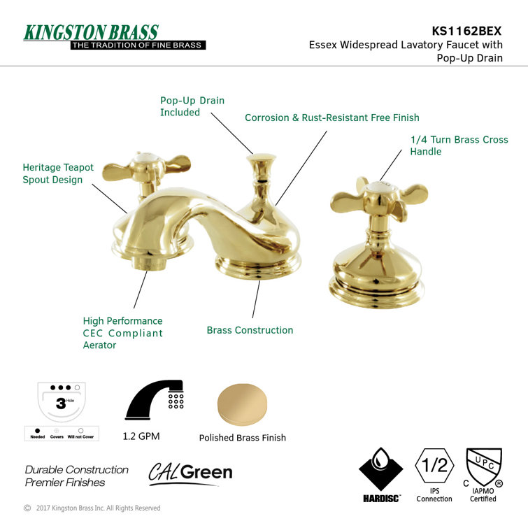 Essex Polished Brass 8-Inch Widespread Bathroom Faucet