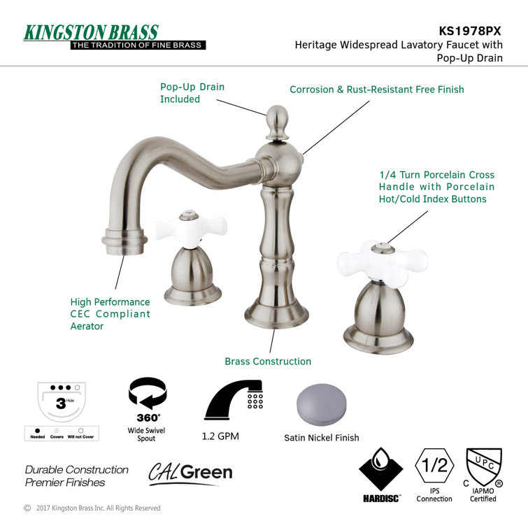 Elegant Heritage Brushed Nickel 8-inch Widespread Bathroom Faucet