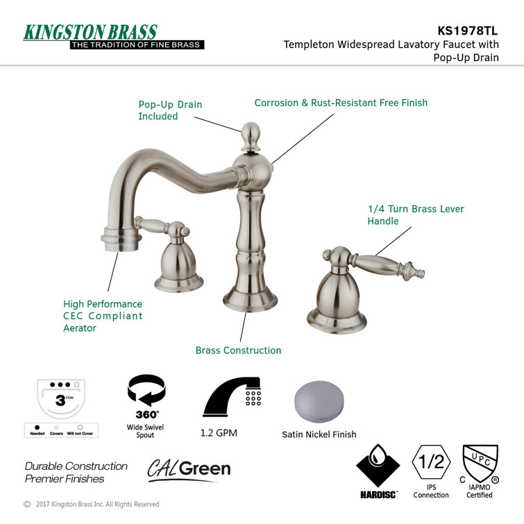 Elegant Heritage Brushed Nickel Widespread Bathroom Faucet