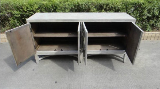 Gray Mirrored Wood Transitional Sideboard with Storage