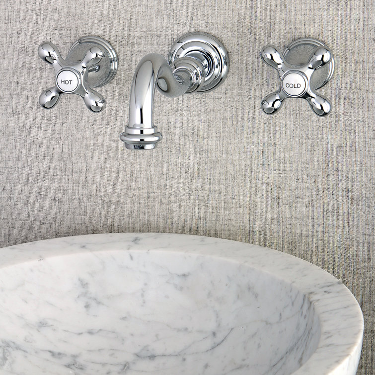 Elegant Brushed Nickel 2-Handle Wall-Mount Bathroom Faucet