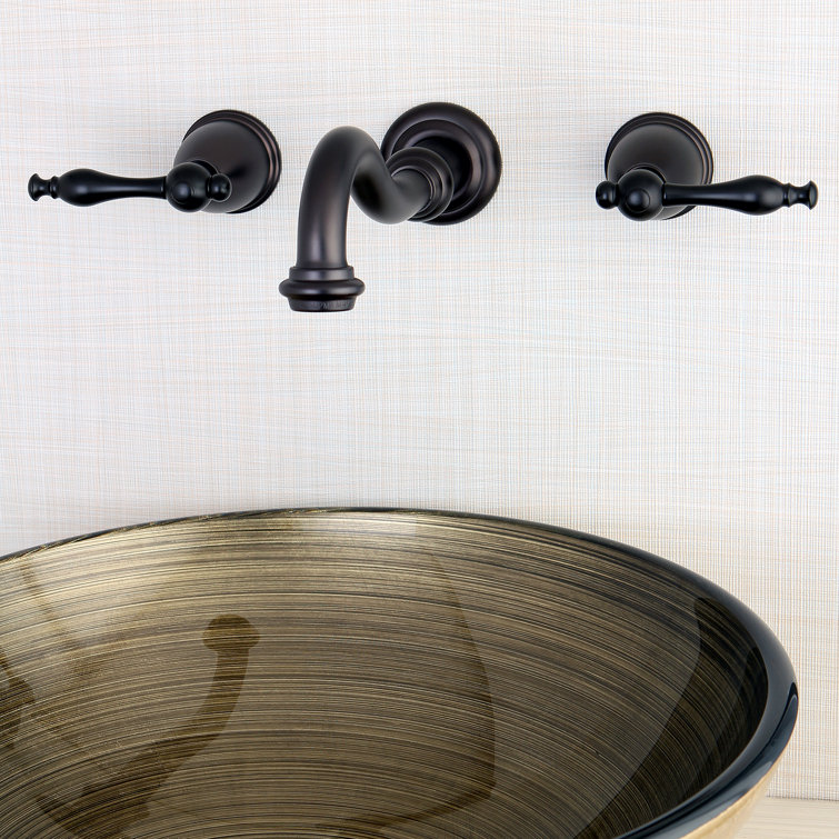 Elegant Oil Rubbed Bronze Dual-Handle Wall Mount Bathroom Faucet