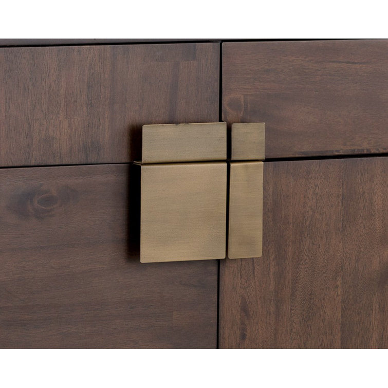 Acacia Wood and Antique Brass 78.75'' Sideboard with 4 Drawers
