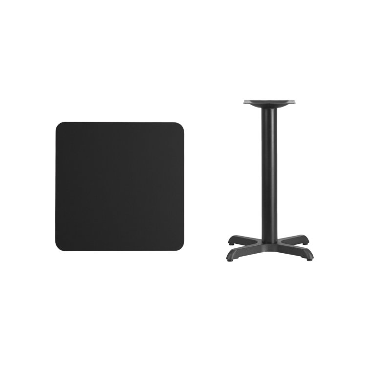 Sleek 24'' Square Black Laminate Contemporary Dining Table