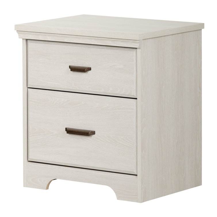Winter Oak 2-Drawer Nightstand with Metal Handles
