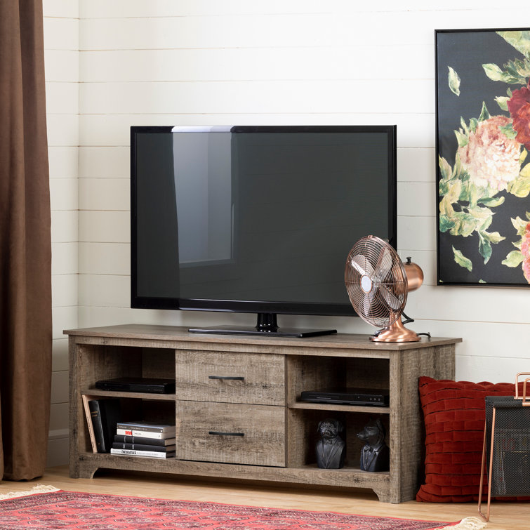 Weathered Oak 59" TV Stand with Cabinet and Drawers