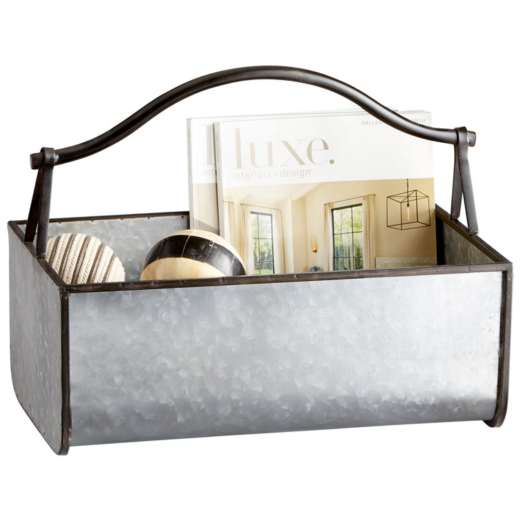 Cyan Galvanized Metal Free Standing Magazine Rack