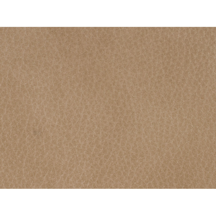 Beige Leather Swivel Executive Chair with Wood Base