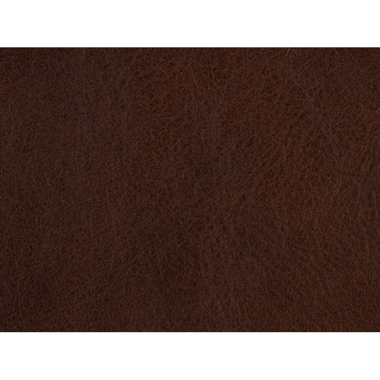Brown Leather Swivel Executive Chair with Wood Base
