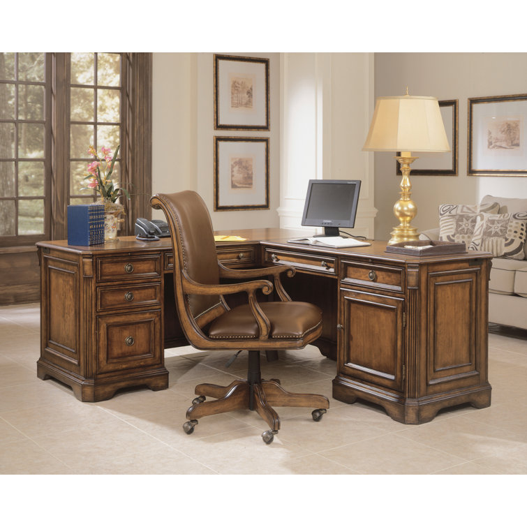 Brookhaven Distressed Cherry Executive Corner Desk with Drawers