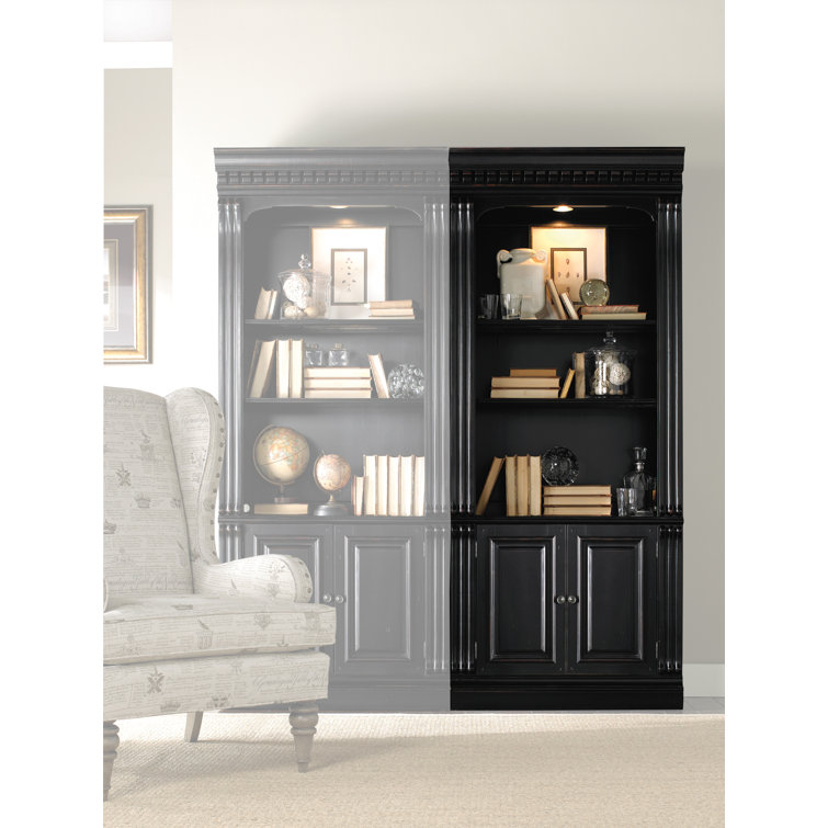 Telluride Black Wood Adjustable Traditional Bookcase with Doors