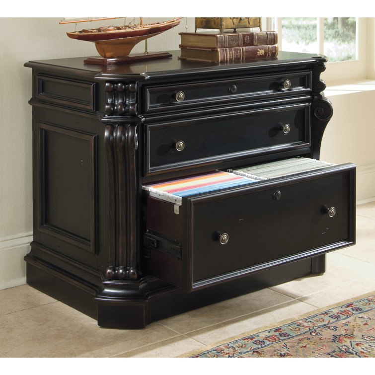 Telluride Black 38.5'' Wide 3-Drawer Solid Wood File Cabinet