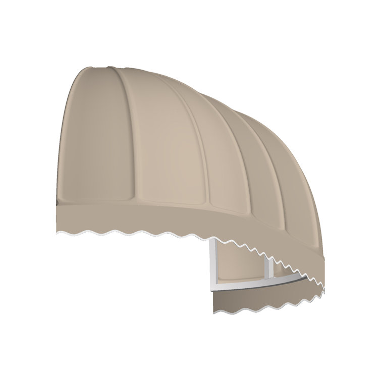 Off-White Acrylic Fabric Elongated Dome Awning with Aluminum Frame