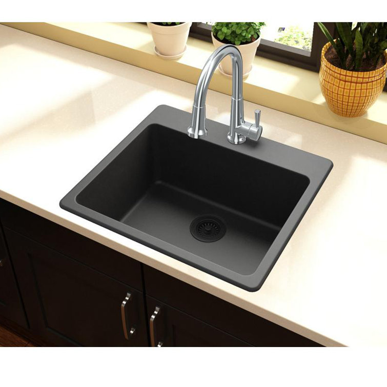 Elkay Black Quartz Single Bowl Drop-In Kitchen Sink