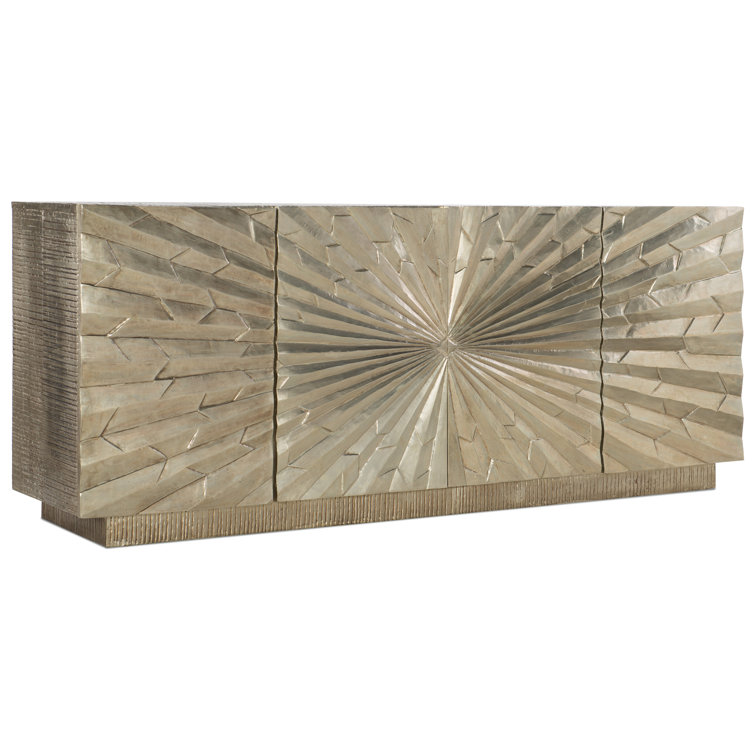 Silver 78'' Mango Wood Entertainment Console with Cabinets