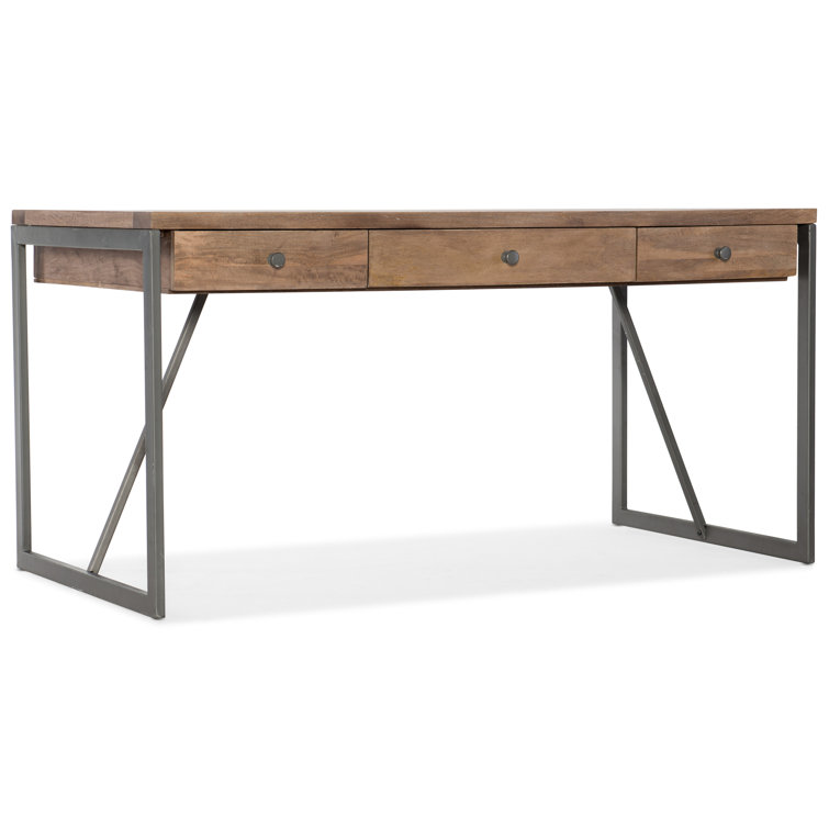 Gray and Brown Wood Home Office Desk with Drawers