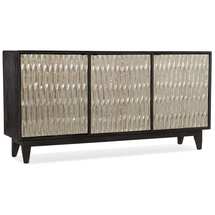 Shimmer 69'' Black and Silver Solid Wood Sideboard
