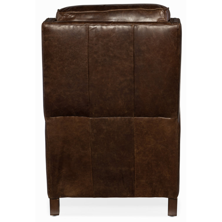 Brown Aniline Leather Recliner with Wood Frame