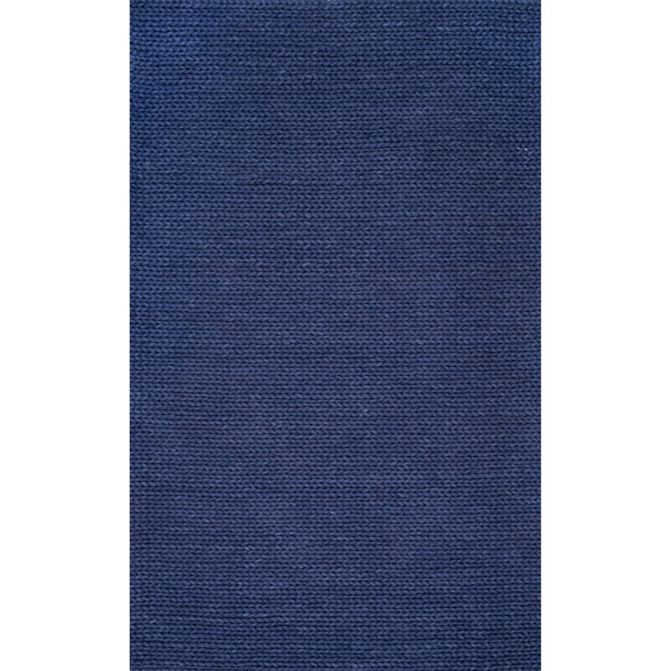Handmade Blue Wool Rectangular 8' x 10' Area Rug
