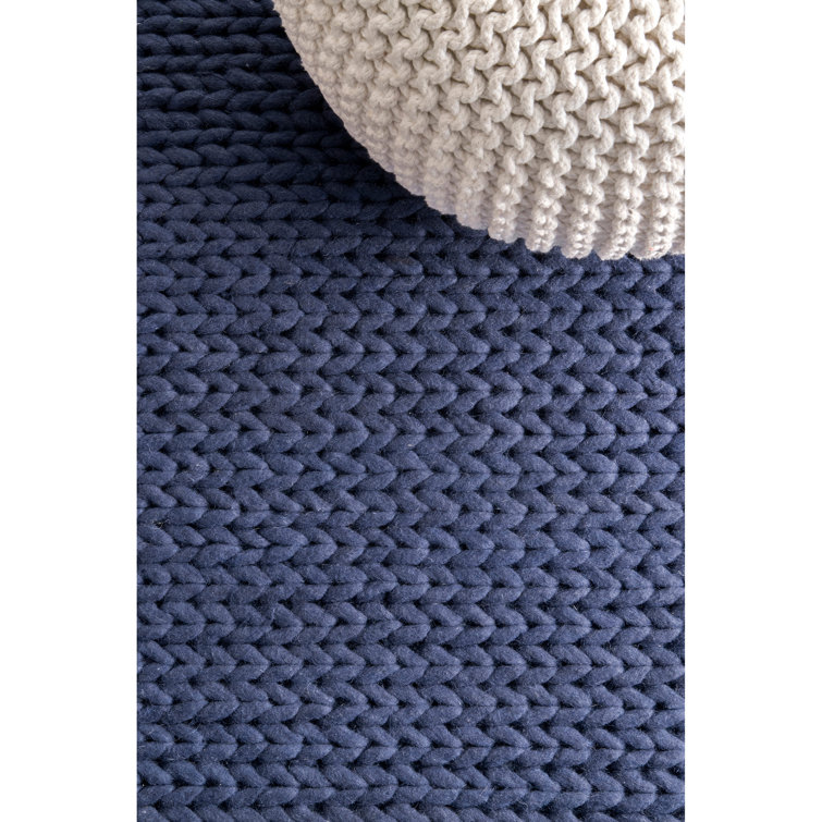 Handmade Blue Wool Rectangular 8' x 10' Area Rug