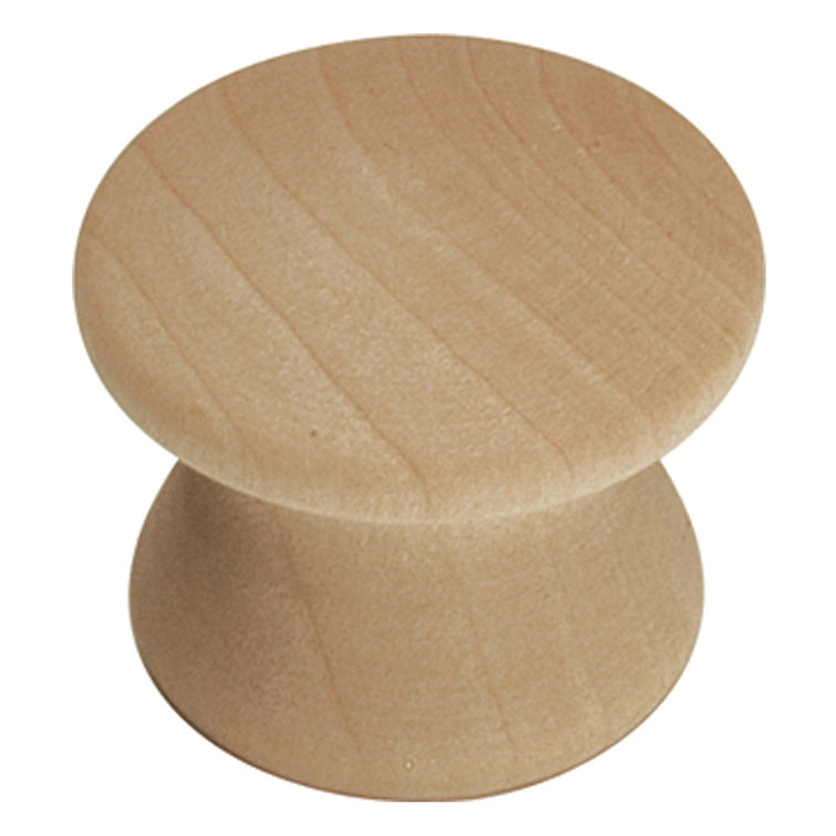Unfinished Natural Wood Round Cabinet Knob with Mounting Hardware
