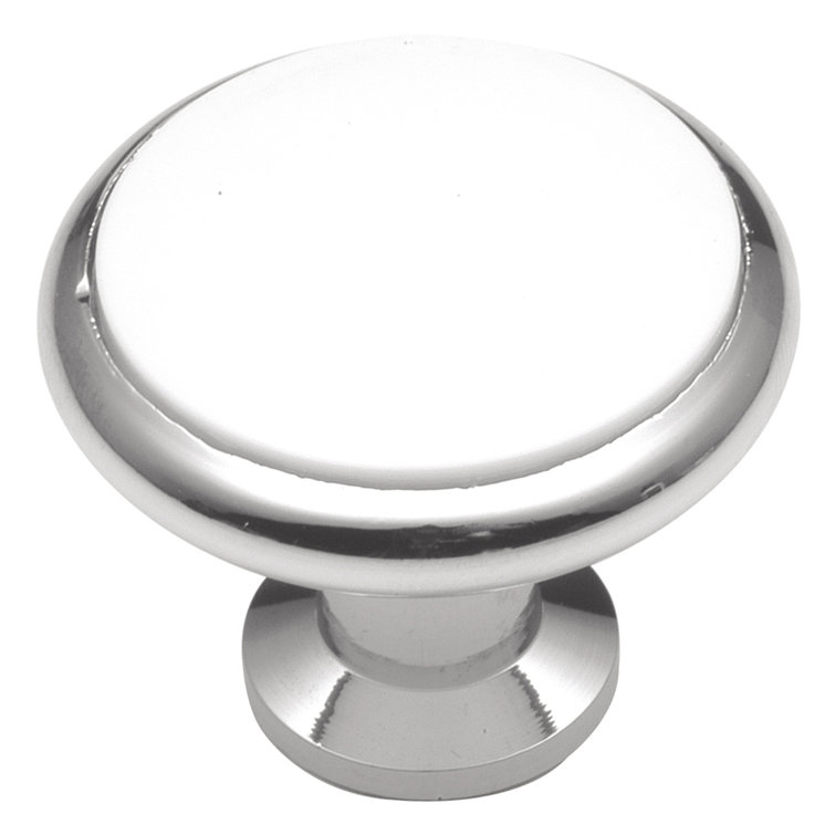 White Porcelain and Chrome Round Mushroom Knob