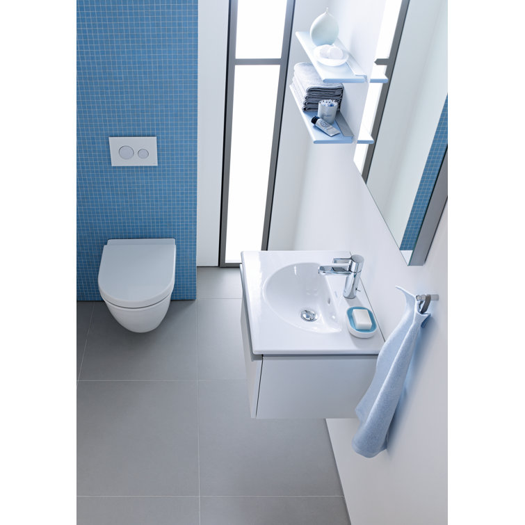 White Ceramic Wall-Mounted Dual Flush Elongated Toilet