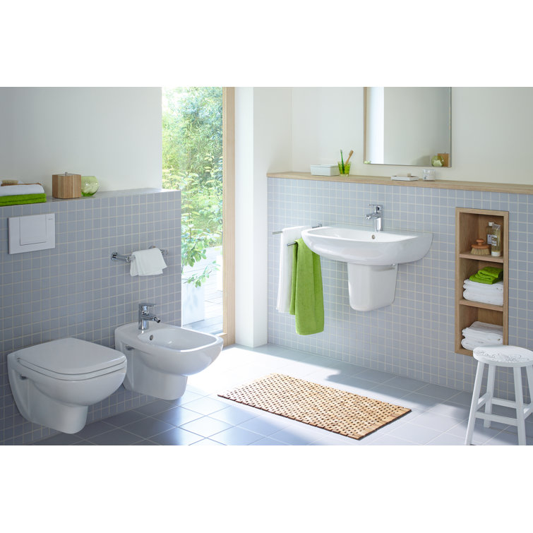 White Wall Mounted Dual Flush Elongated Toilet Bowl