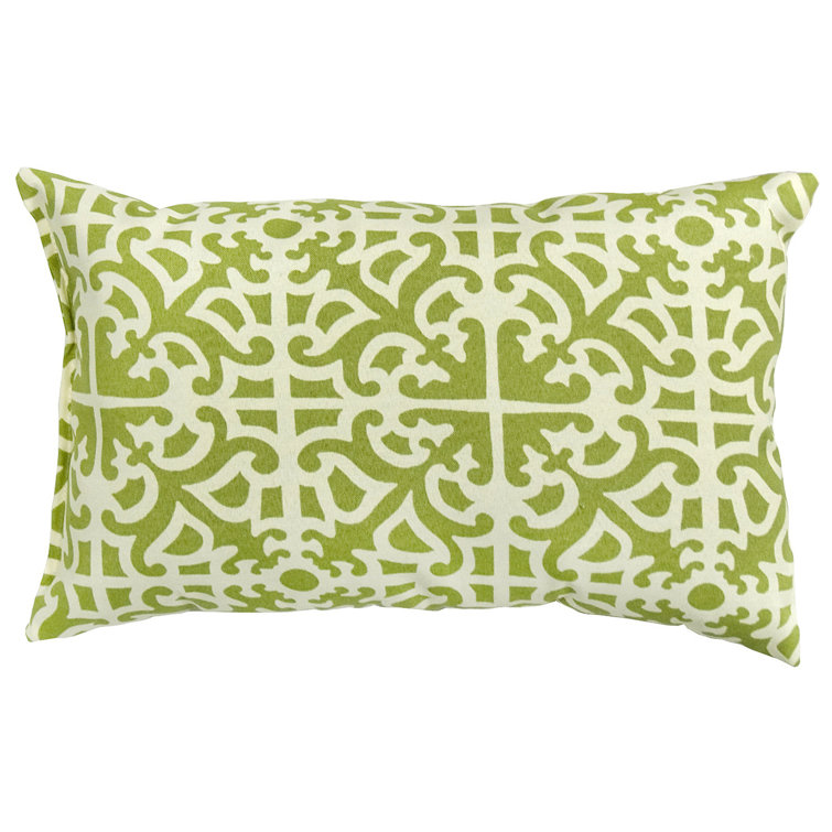 Grass Green Geometric Outdoor Rectangular Throw Pillows, Set of 2