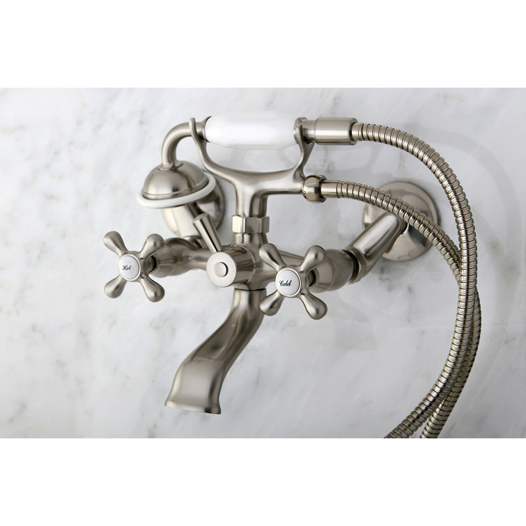 Brushed Nickel Wall Mount Clawfoot Tub Faucet with Hand Shower