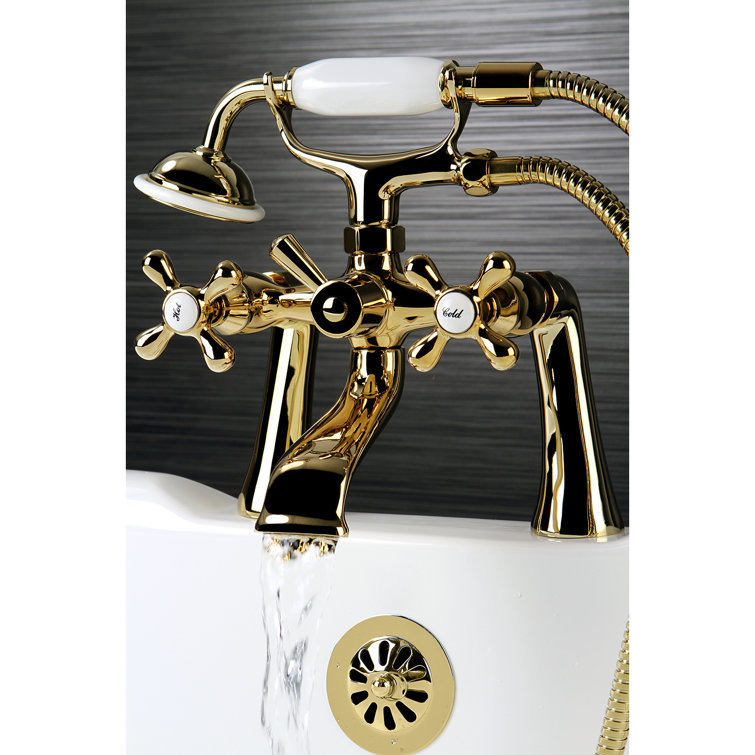 Polished Brass Victorian Clawfoot Tub Faucet with Hand Shower