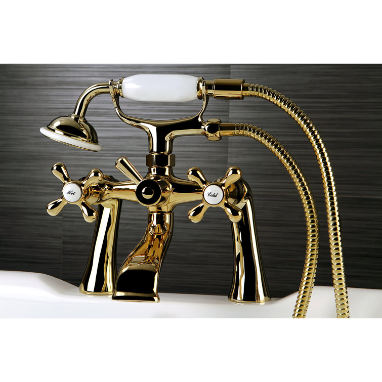 Polished Brass Victorian Clawfoot Tub Faucet with Hand Shower