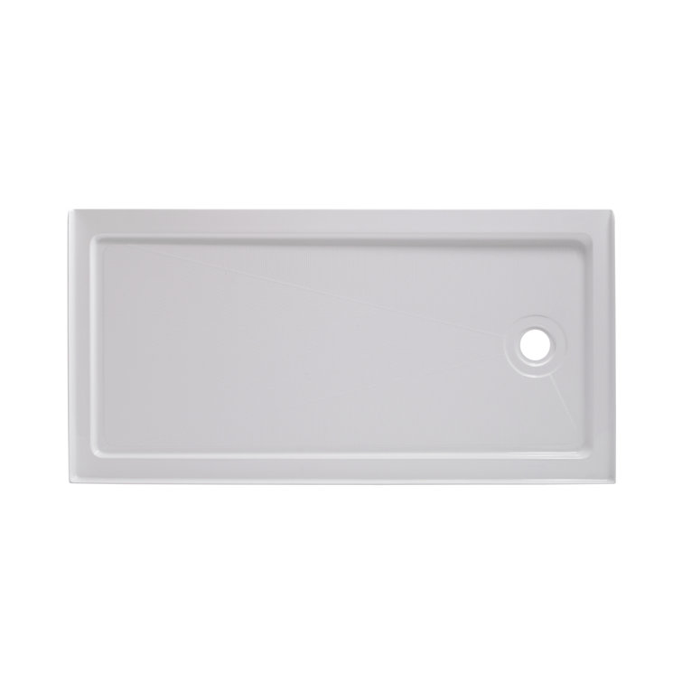 60'' White Acrylic Rectangular Shower Base with Right Drain