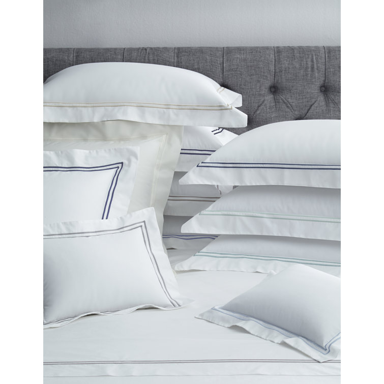 Twin White Egyptian Cotton Embroidered Percale Sheet Set
