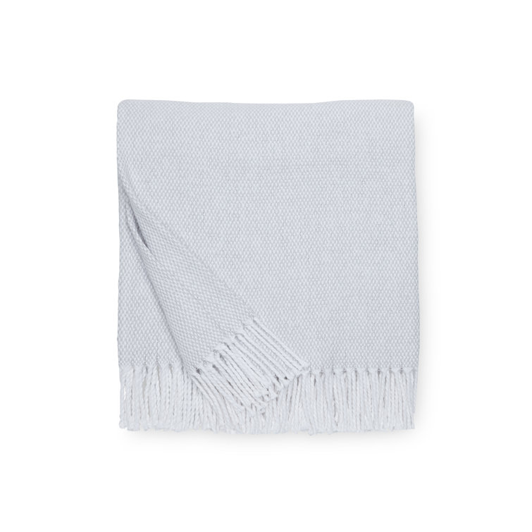 Rustic Gray Cotton Throw with Fringe Detail
