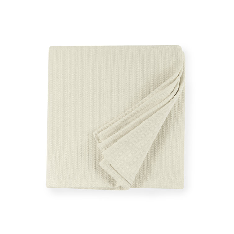 Cozy Ivory Striped Twin-Sized Cotton Knit Blanket