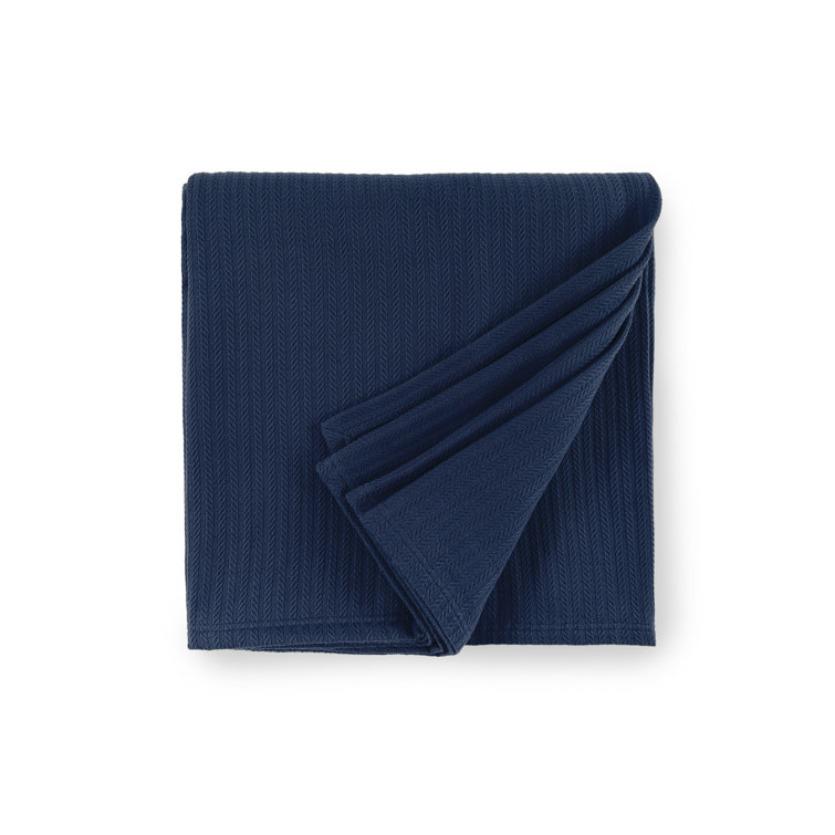 Grant Navy Twin 100% Cotton Knitted Blanket