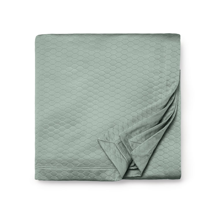 Seagreen Piqué Matelassé Cotton Full/Queen Coverlet